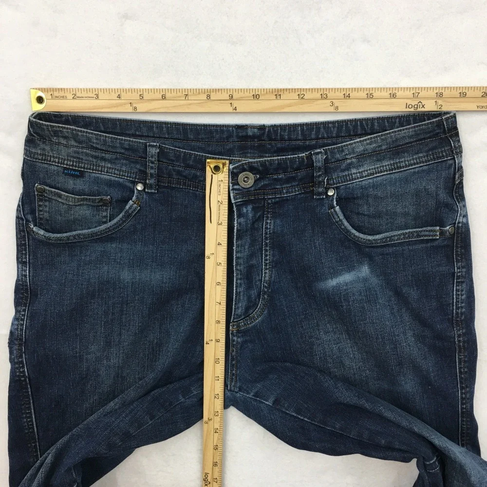 KUHL Rydr Jeans Mens 38x34 Dark Indigo Blue Articulated Knee Denim Pants (FLAW)